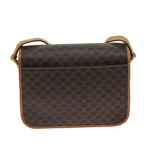 CELINE Macadam Canvas Shoulder Bag PVC Leather Brown - Picture 2 of 16